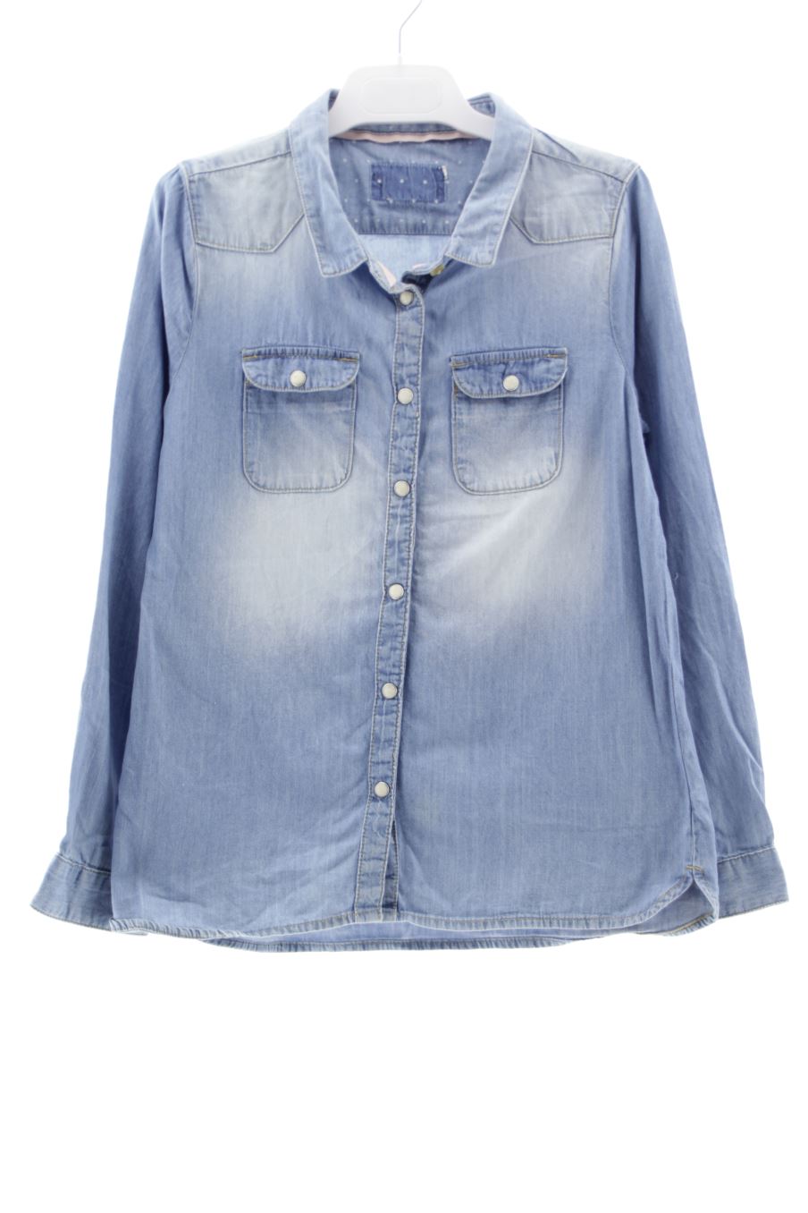 Camisa de manga larga de PERCENTIL de la talla 7 años de denim de segunda mano