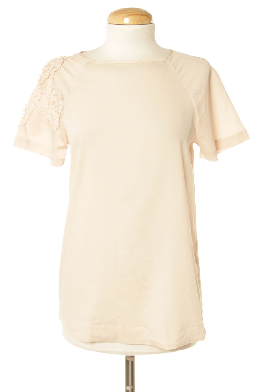 Blusa de manga corta de Zara de la talla XS, de color beige