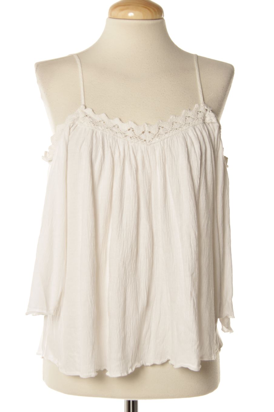 Blouse à manches courtes Pull & Bear de la taille S, de couleur blanc
