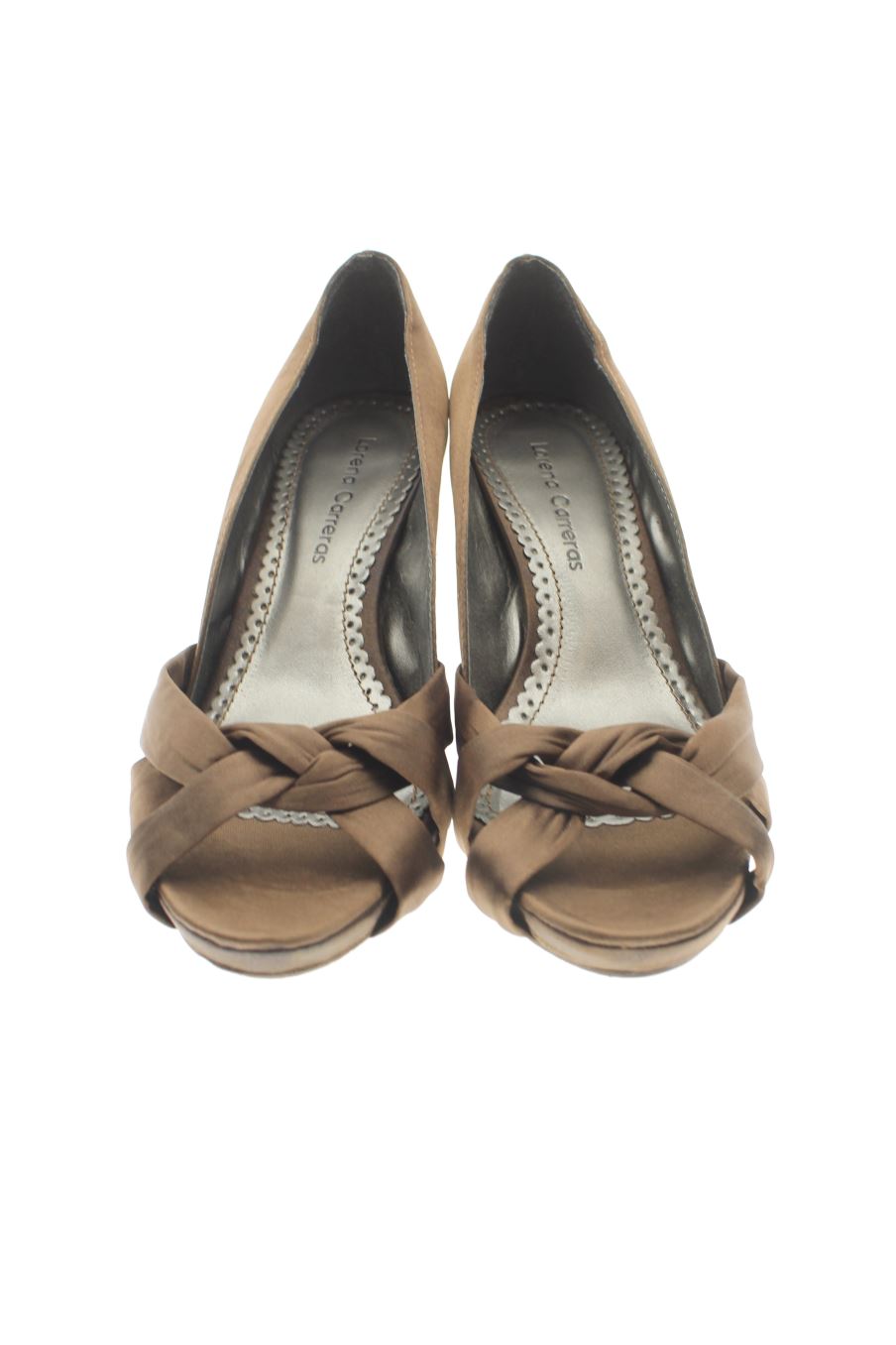 Sandalias tacon de Lorena Carreras de la talla 38, de color marrón de