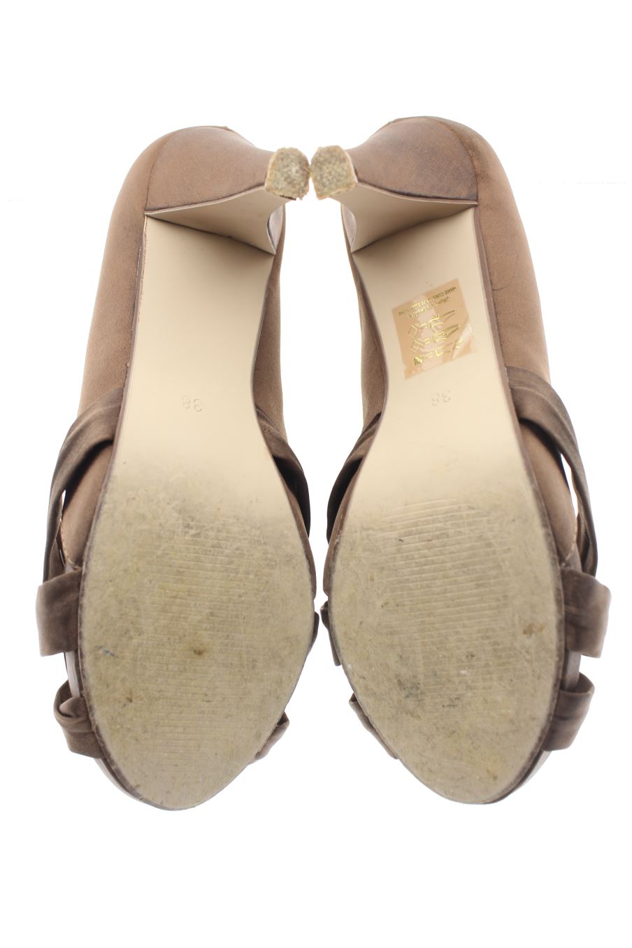 Sandalias tacon de Lorena Carreras de la talla 38, de color marrón de