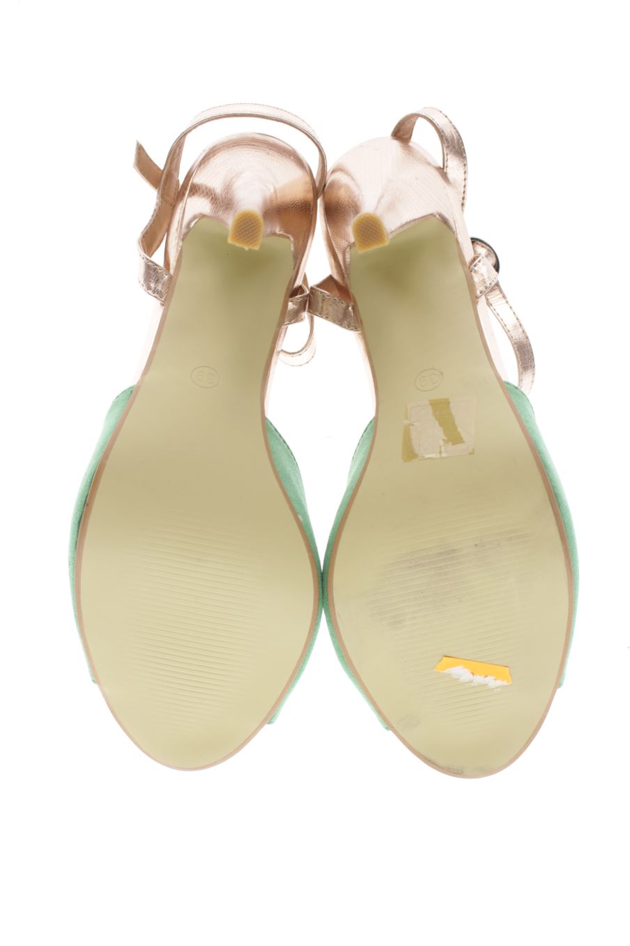 Sandalias tacon de Dospies de la talla 39, de color verde de