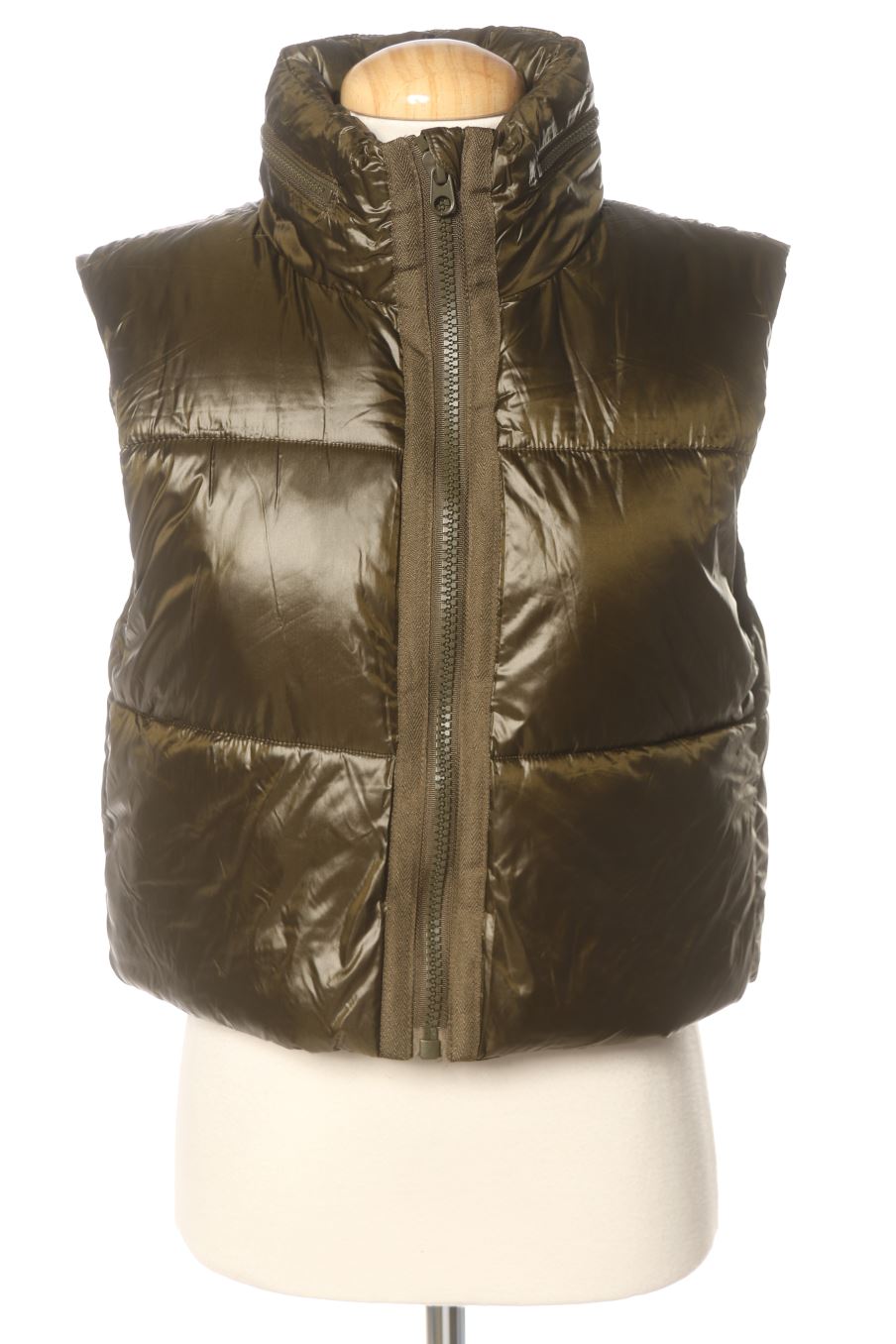 Chaleco de abrigo de Zara de la talla XS, de color verde