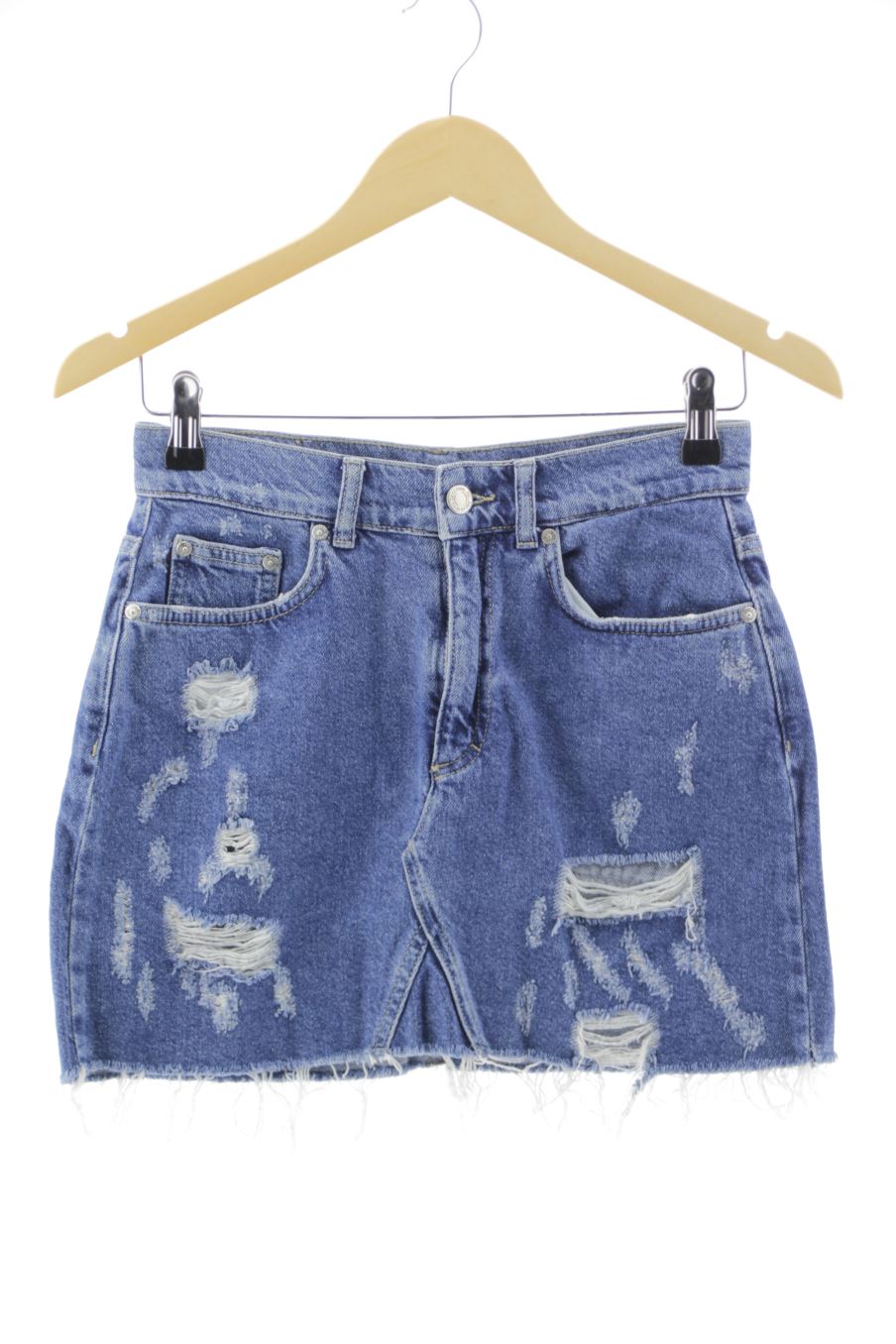 Aufwändiger Rock von Pull & Bear Größe S, Farbe Blau, aus Jeanskleidung für