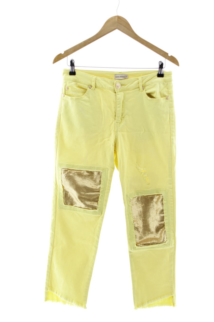 Vaqueros de Teria Yabar de la talla 38, de color amarillo de ropa vaquera