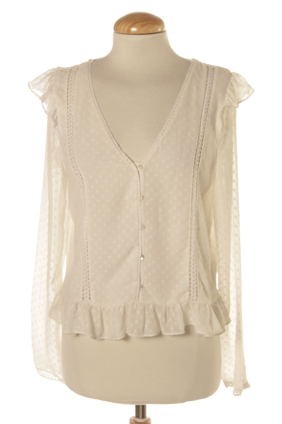 Blouse Zara Taille M, Couleur Blanc Craie - Chemisier Femme En Très Bon état