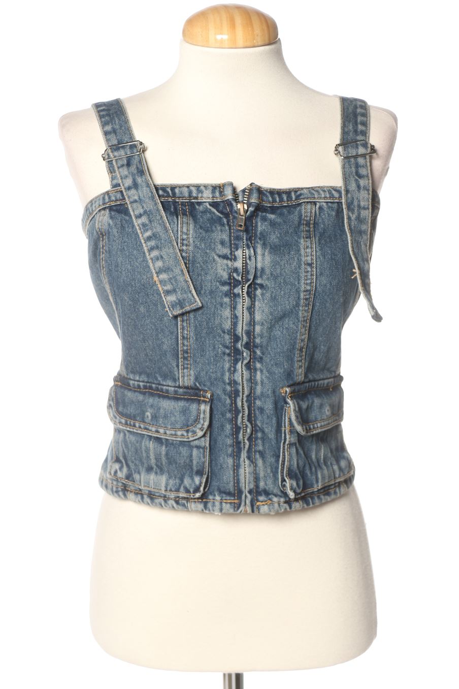 Top Zara de la taille S, de couleur bleu de denim