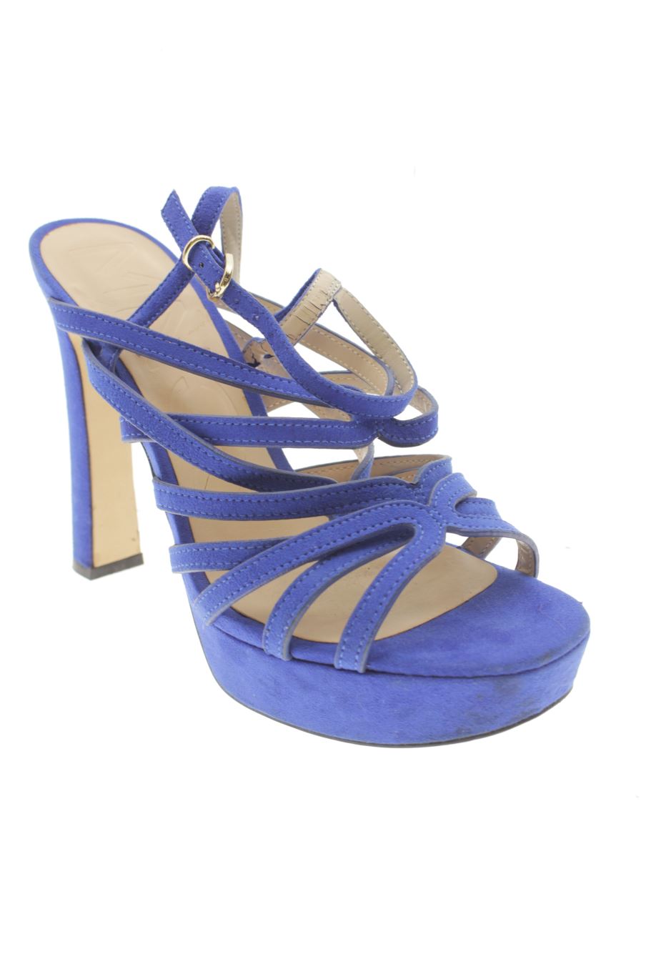 Sandalias tacon de Mango de la talla 37, de color azul de