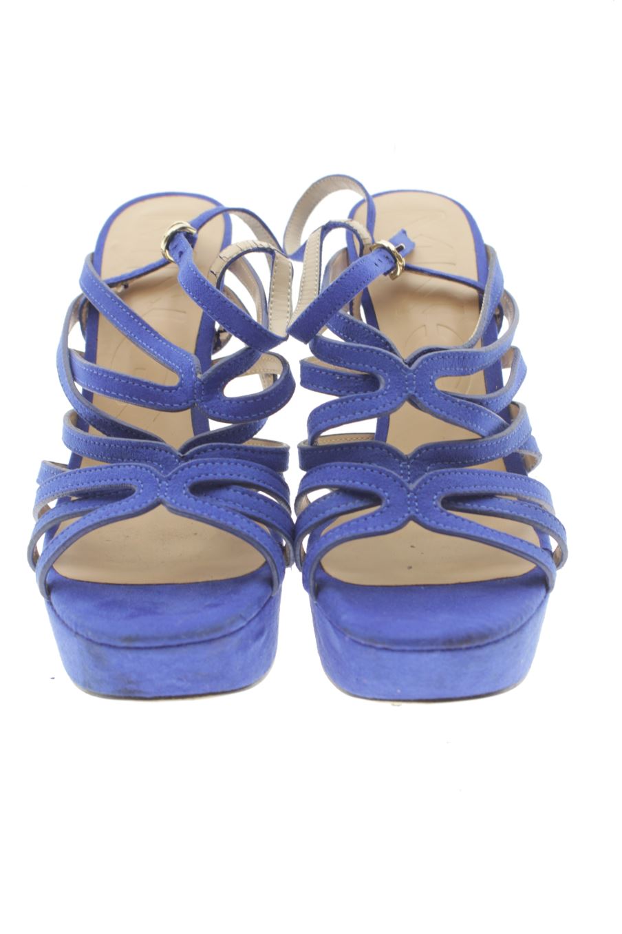 Sandalias tacon de Mango de la talla 37, de color azul de