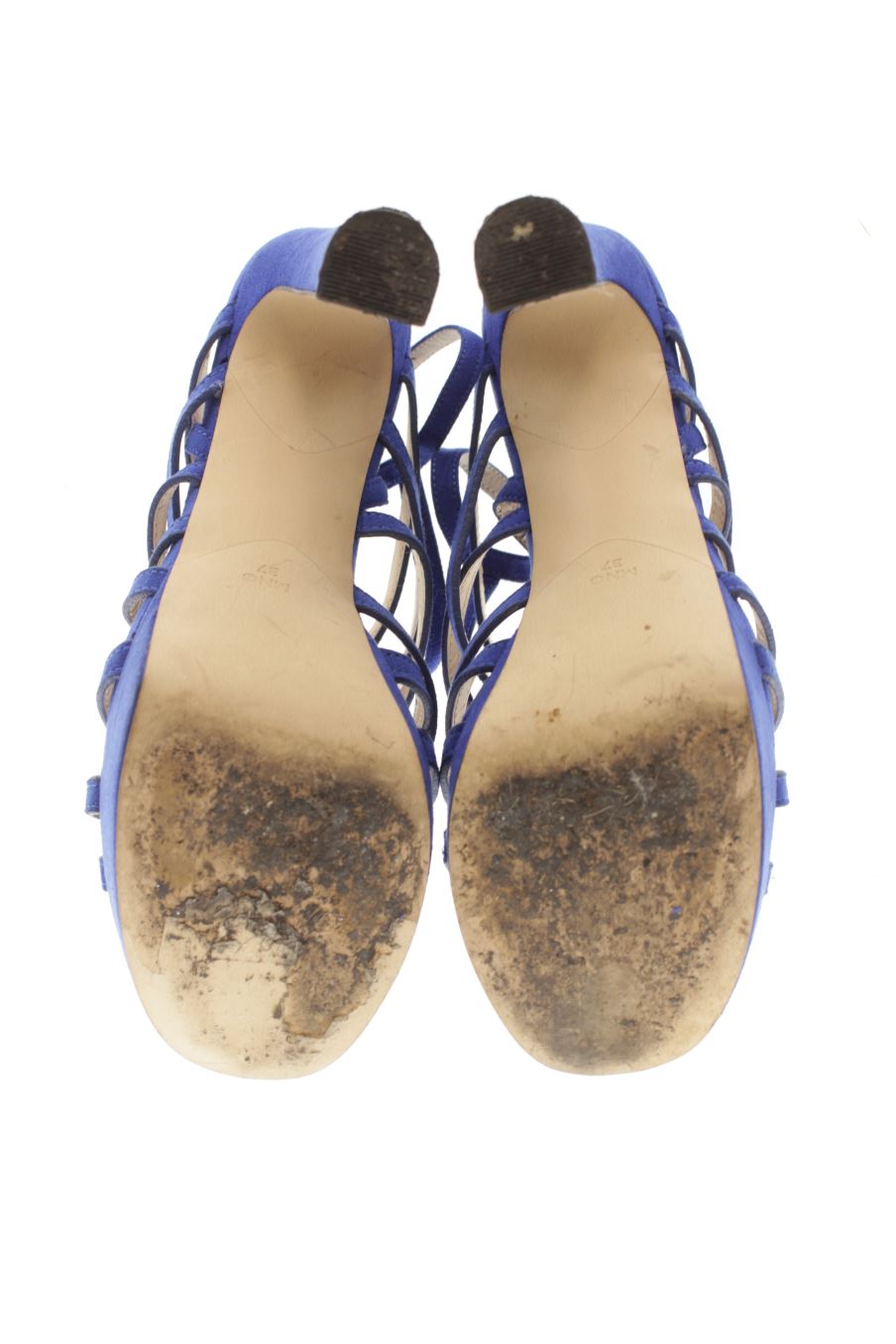 Sandalias tacon de Mango de la talla 37, de color azul de