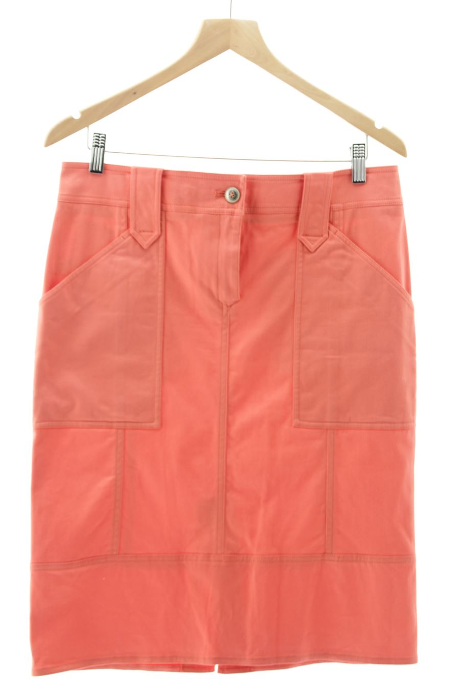 Aufwändiger Rock von Carolina Herrera Größe 42, Farbe Orange, aus Jeanskleidung für