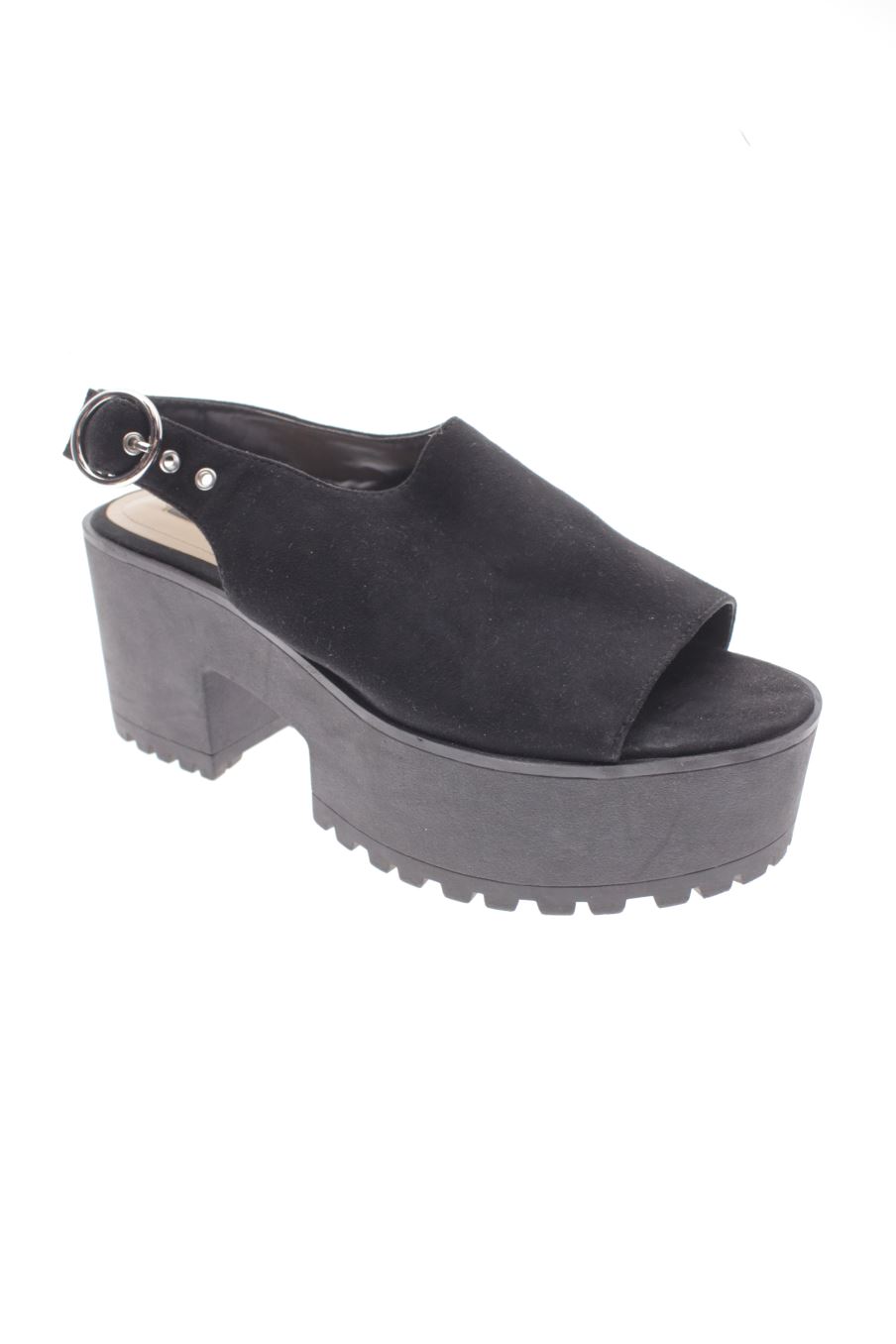 Sandalias tacon de Pull & Bear de la talla 37, de color negro de