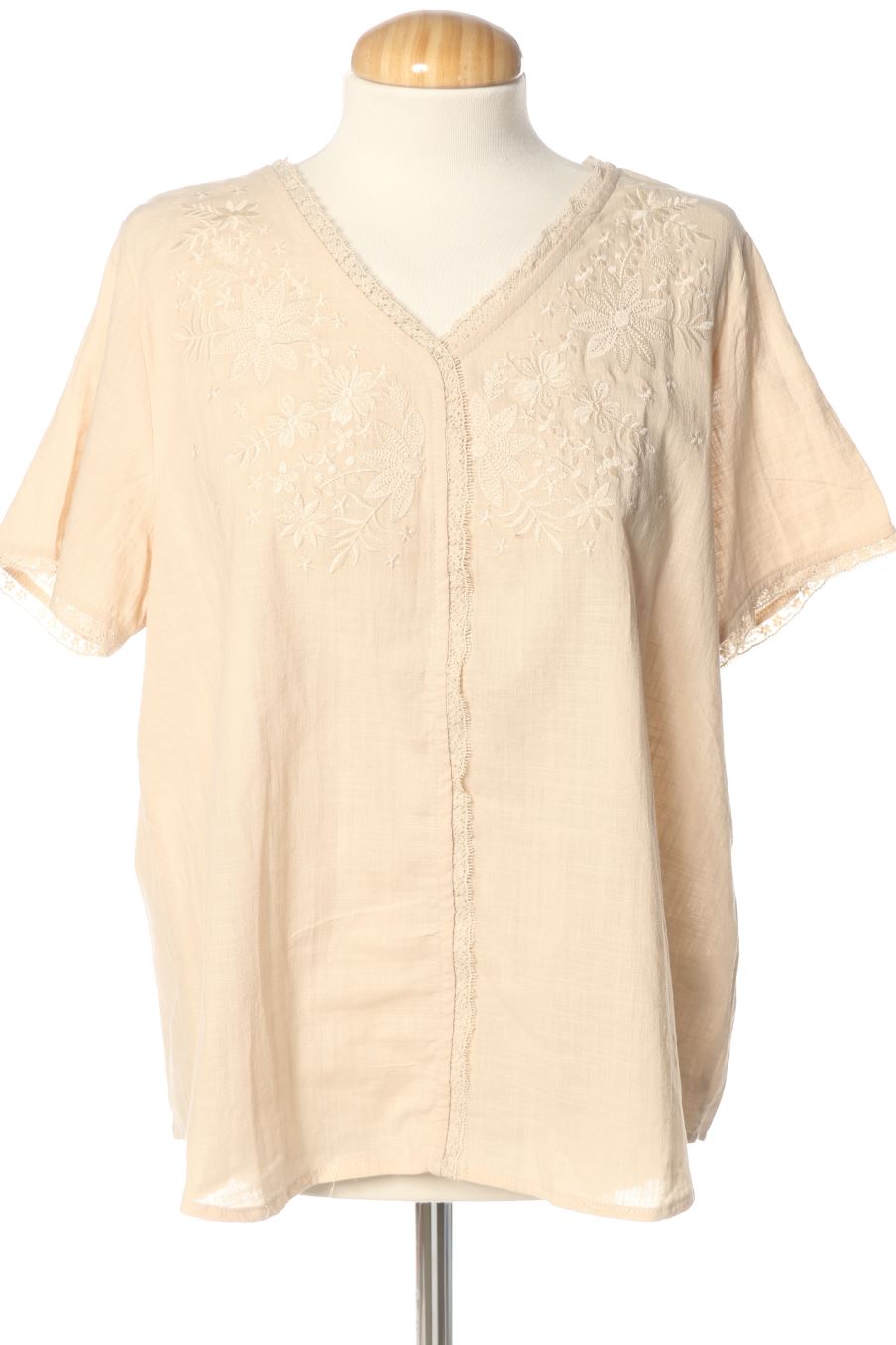 Blouse à manches courtes LOLA RUIZ de la taille L, de couleur beige