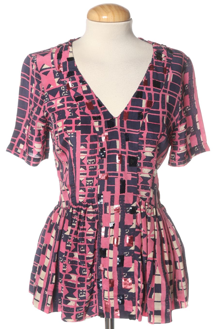 Blouse à manches courtes Stella Forest de la taille 36, de couleur imprimés de soie