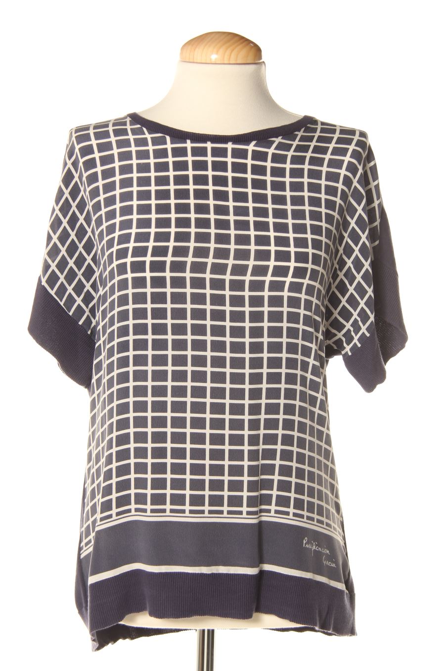 Blusa de manga corta de Purificación García de la talla S, de color cuadros