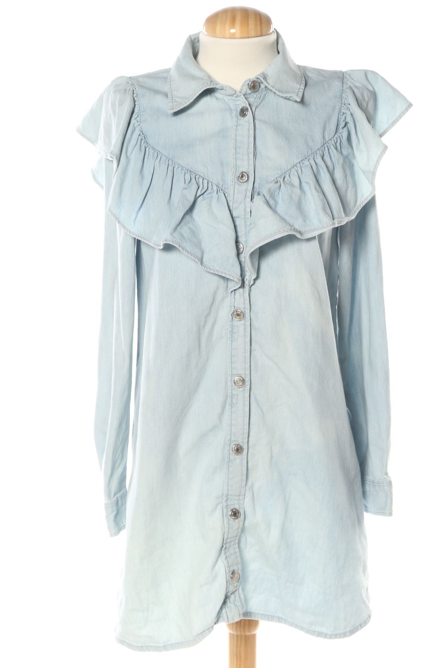 Vestido casual de Zara de la talla S, de color azul de ropa vaquera