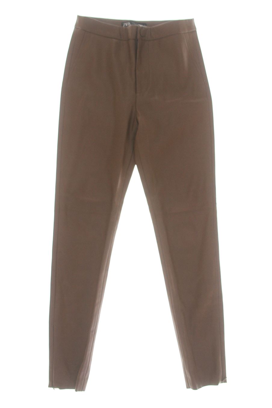 Pantalón de Zara de la talla XS, de color marrón de sintético