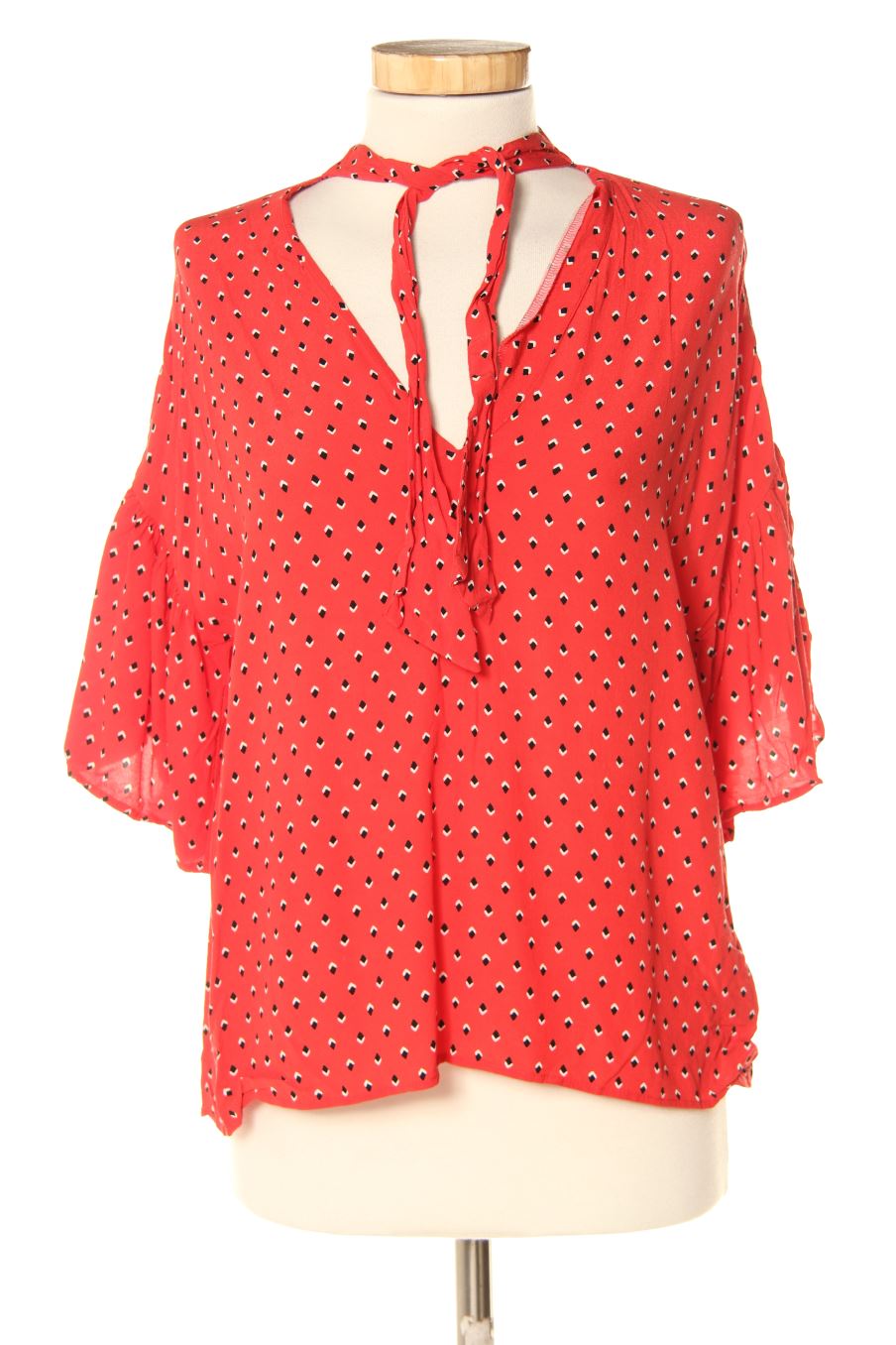 Blouse à manches courtes Zara de la taille S, de couleur rouge