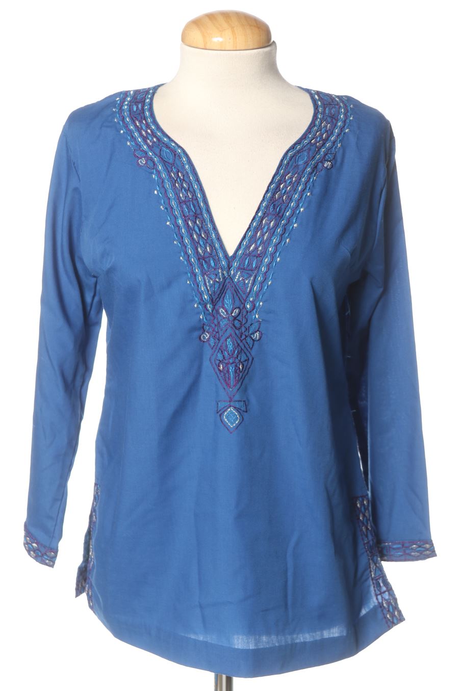 Blusa de manga larga de natura de la talla S, de color azul