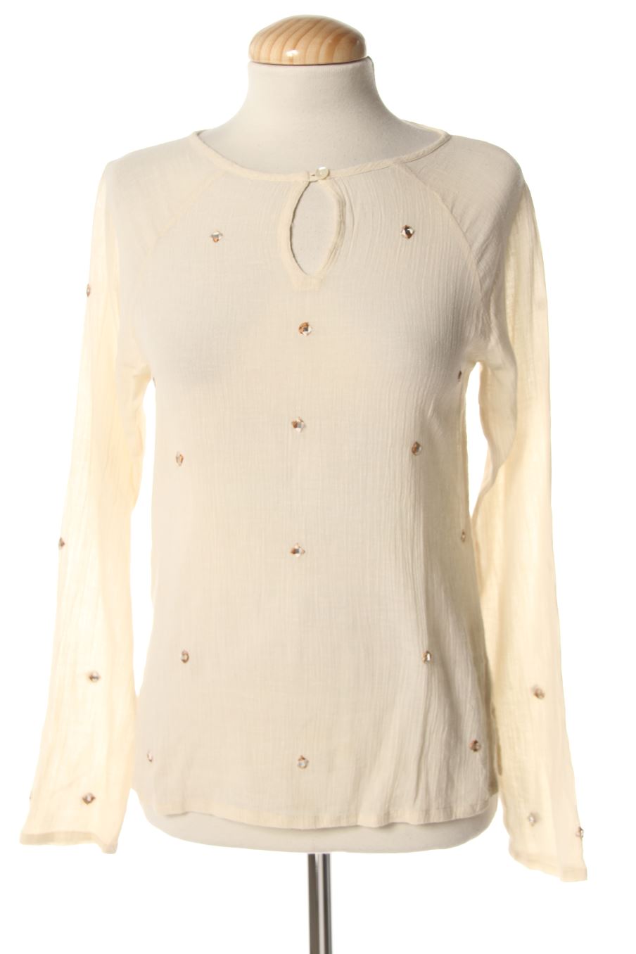 Blusa de manga larga de Zara de la talla S, de color beige