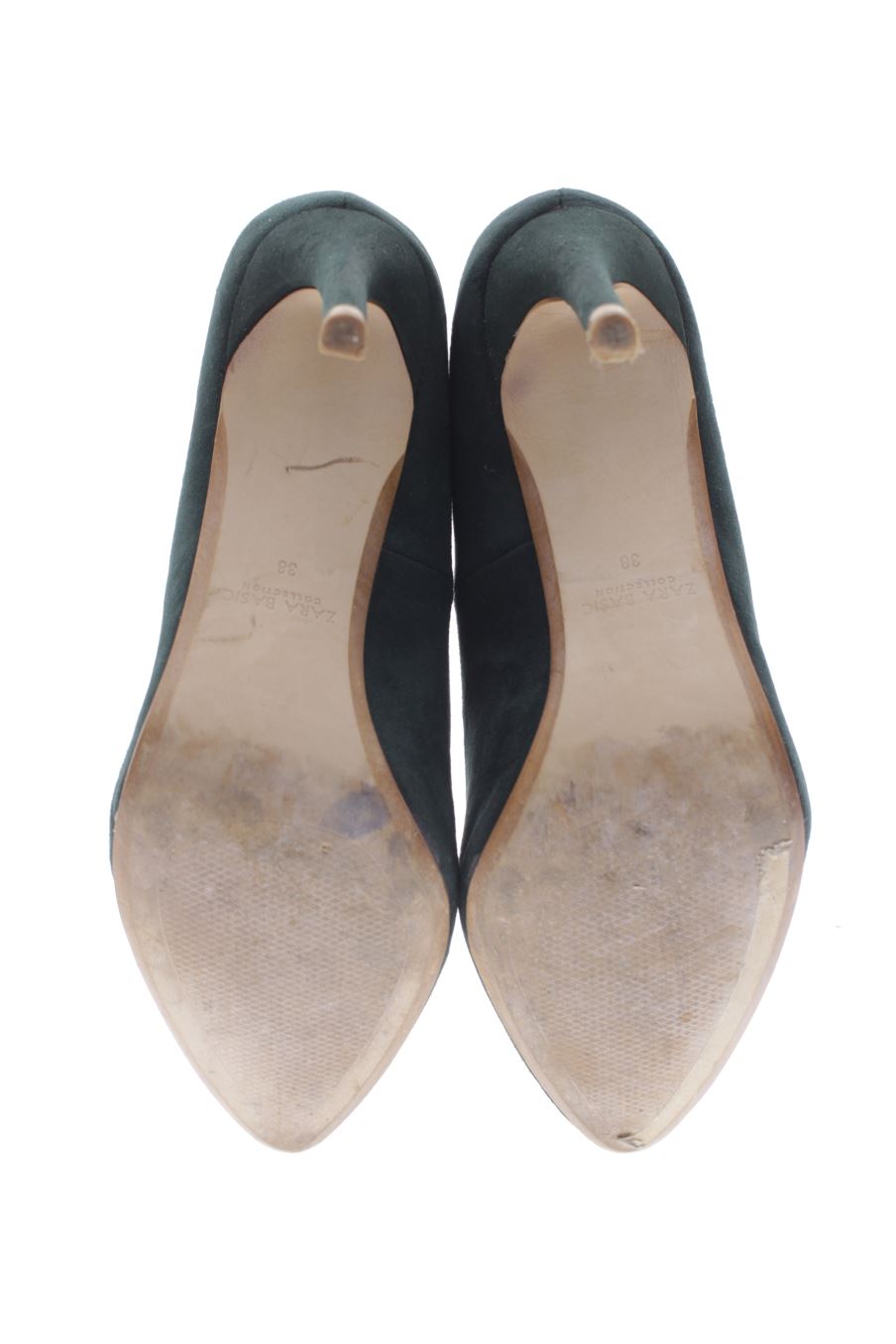 Zapatos de tacon de Zara de la talla 38, de color verde de