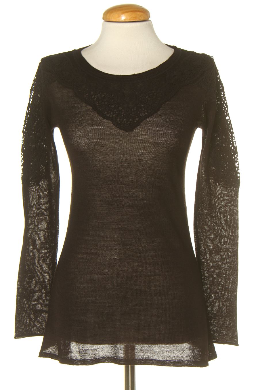 Langärmeliges T-Shirt von Cortefiel Größe 38, Farbe Schwarz, für