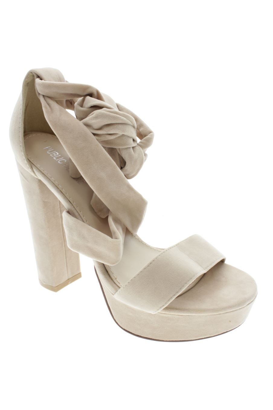 Sandalias tacon de Public Desire de la talla 38, de color beige de