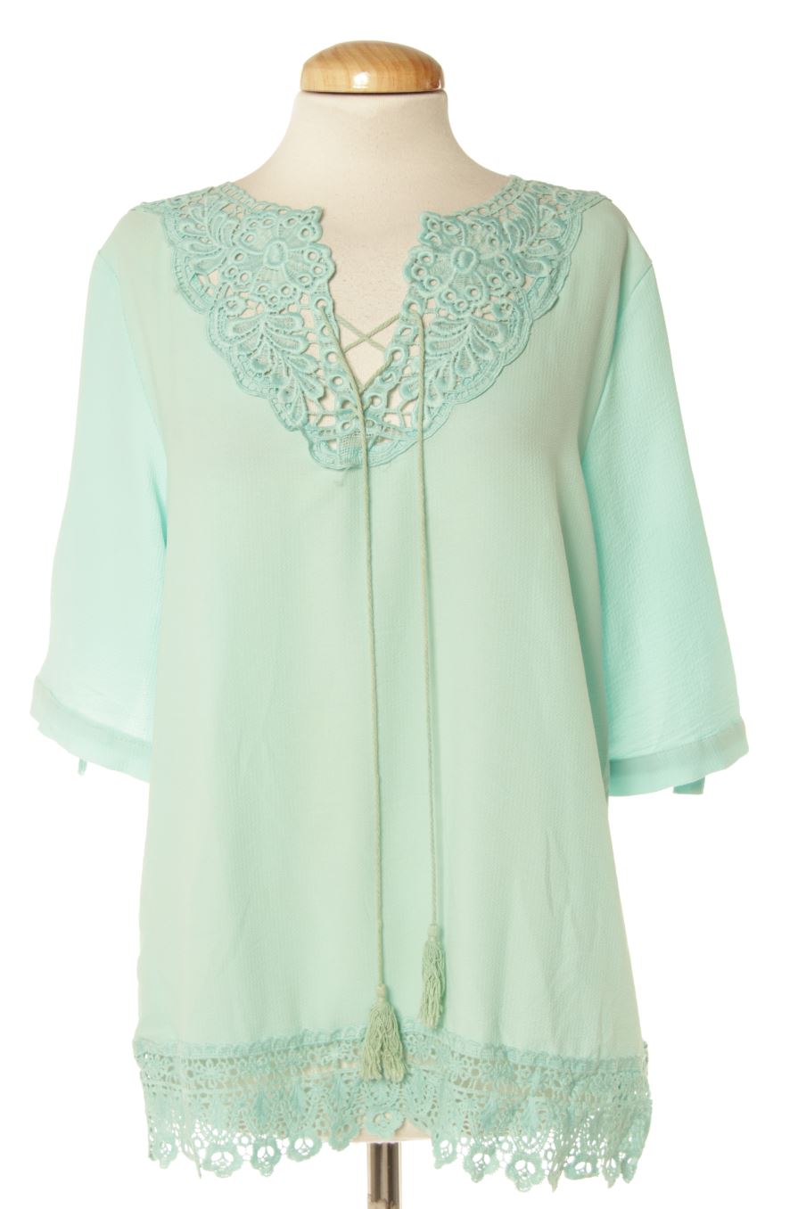 Blusa de manga larga de love look de la talla S, de color turquesa