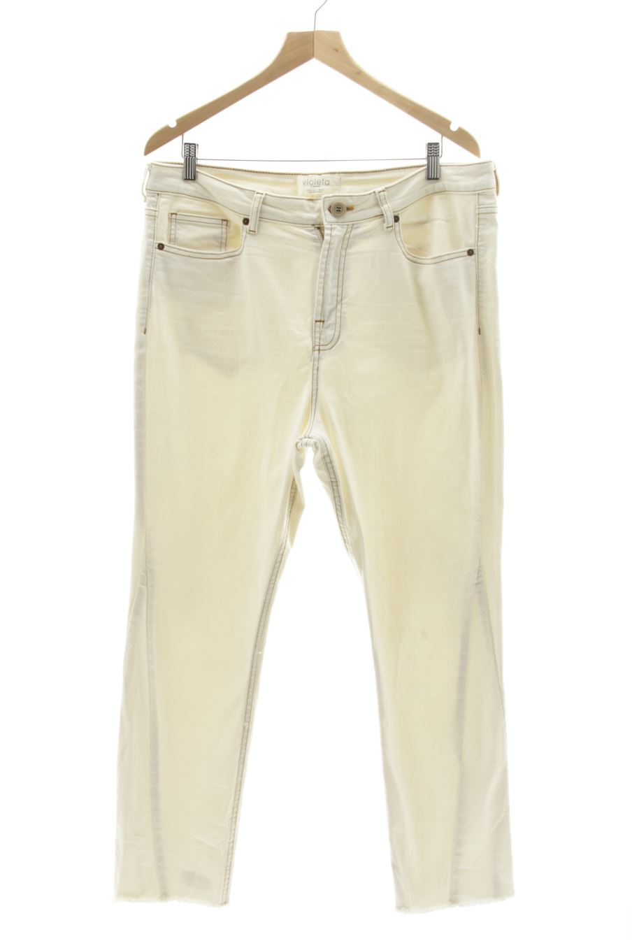 Vaquero de Violeta (by Mango ) de la talla 46, de color beige de ropa vaquera