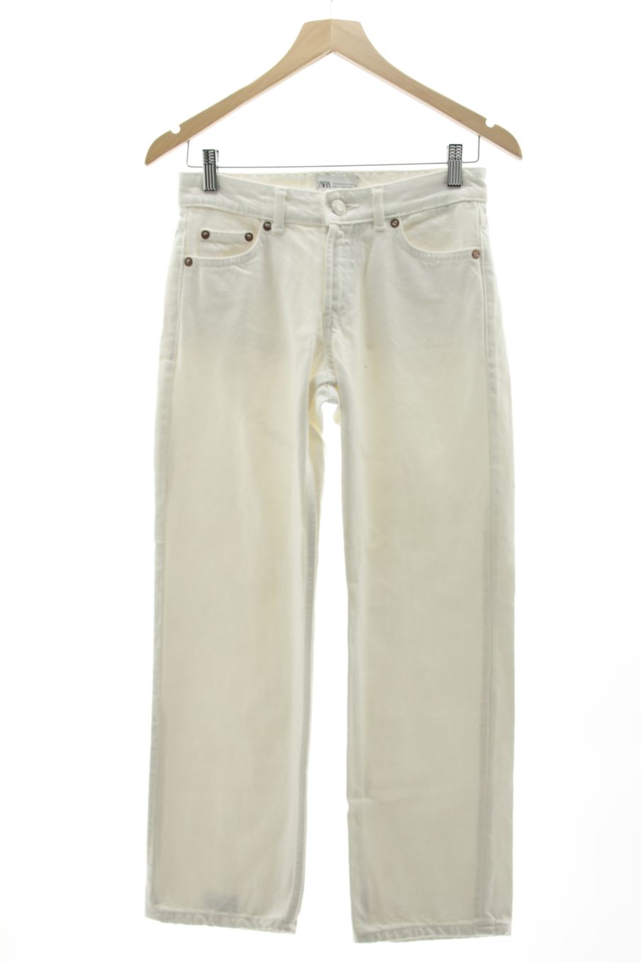 Jeans Zara de la taille 34, de couleur blanc de denim