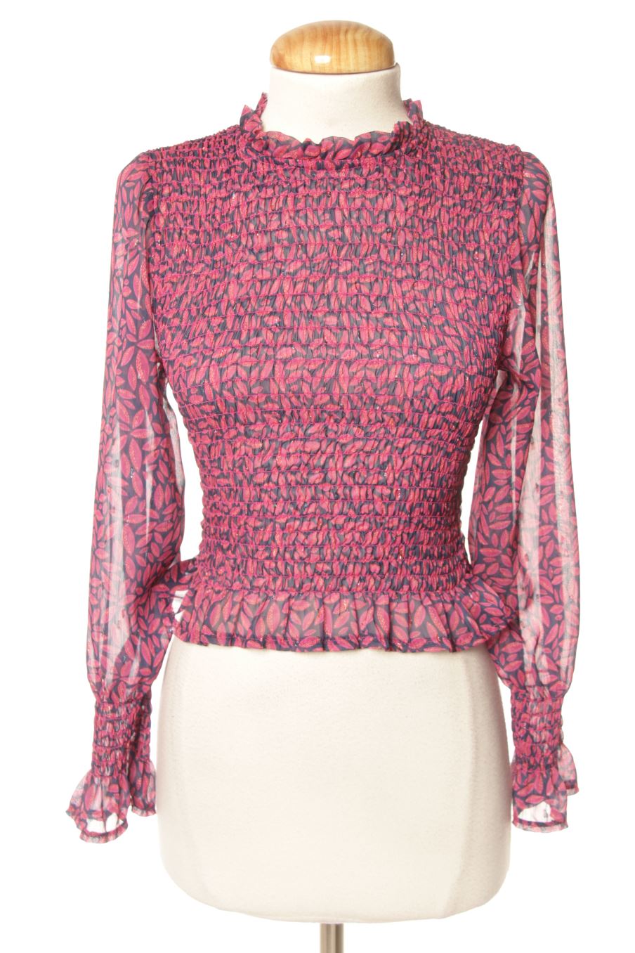Blusa de manga larga de azalea de la talla XS, de color estampado