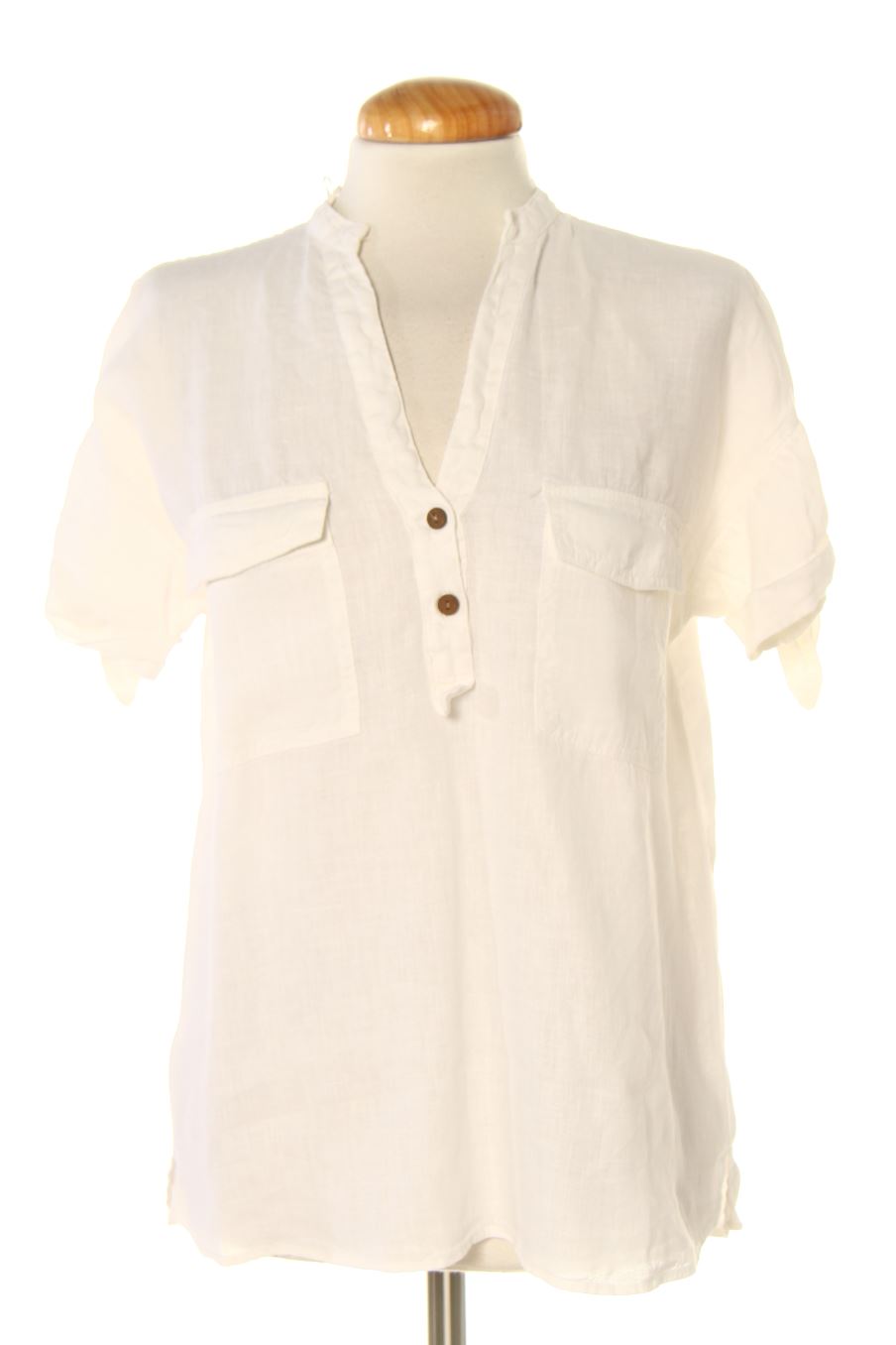 Blouse à manches courtes Zara de la taille XS, de couleur blanc