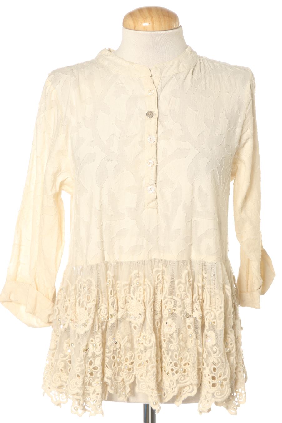 Blouse à manches longues Antica Sartoria by Giacomo Cirque de la taille S, de couleur beige