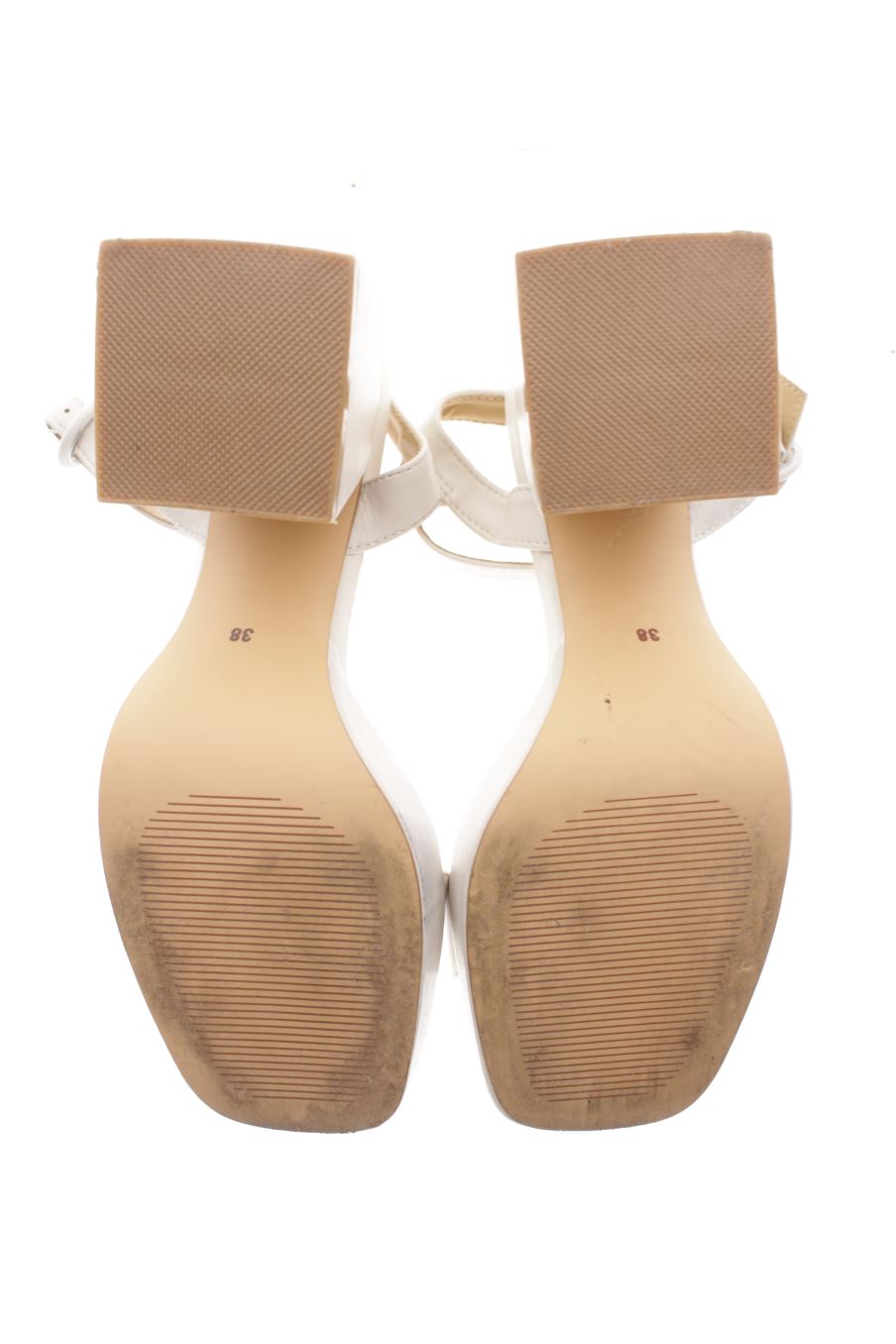 Sandalias tacon de merry scott de la talla 38, de color blanco de
