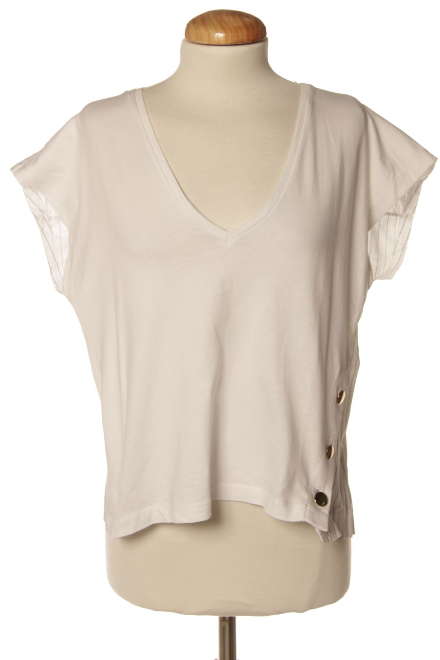 Blusa a maniche corte de Zara de la talla S, de color bianco
