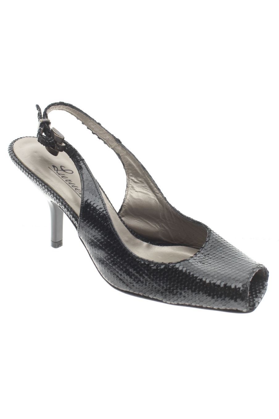 Sandalias tacon de Lurueña de la talla 36, de color negro de