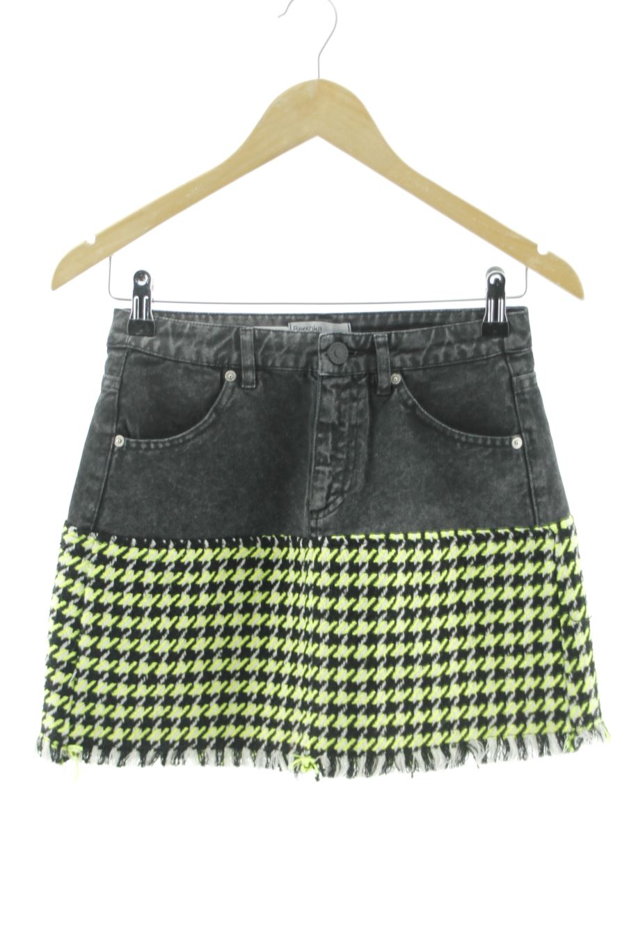 Jupe Bershka de la taille S, de couleur gris de denim