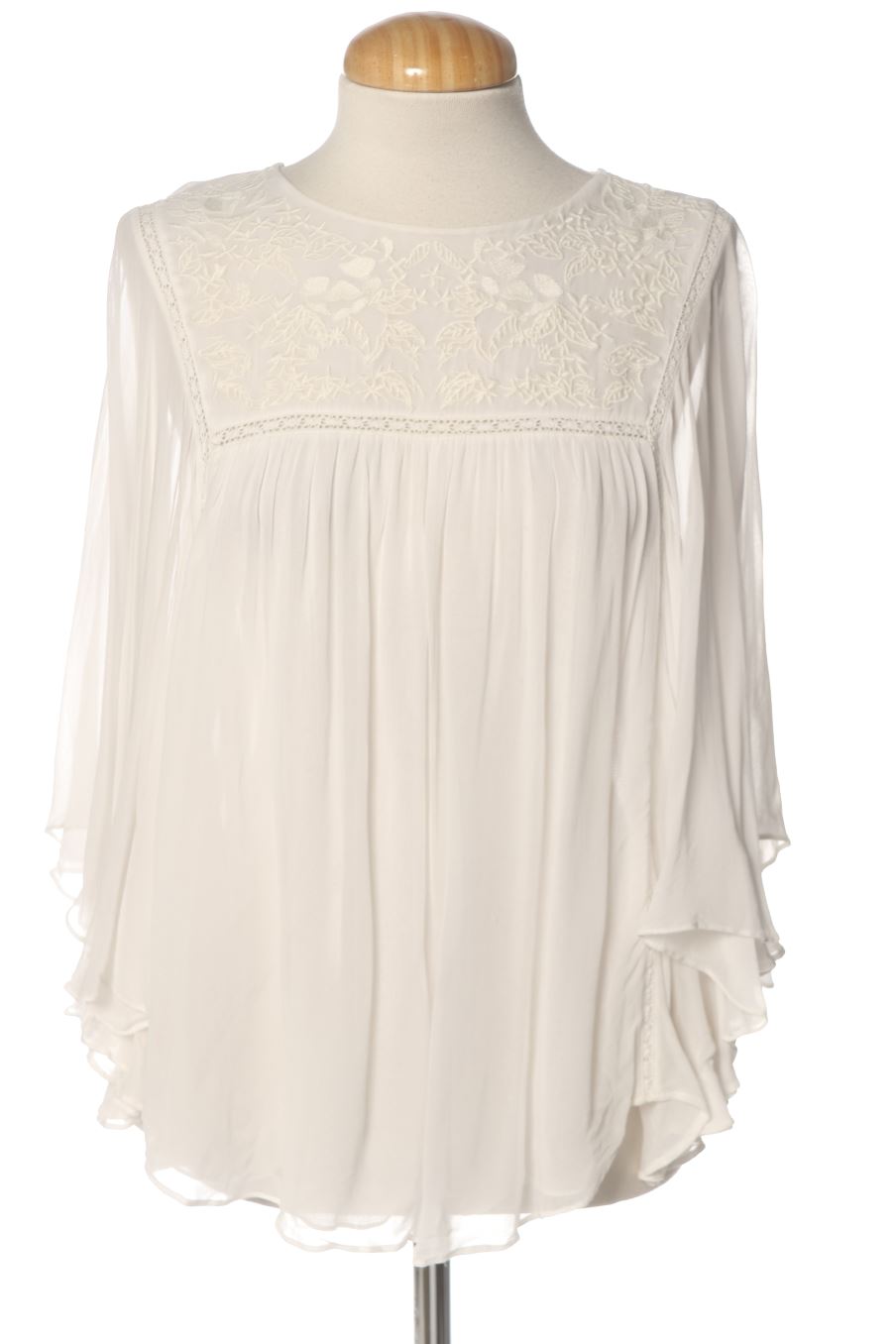Blouse à manches courtes ZARA TRAFALUC de la taille L, de couleur blanc