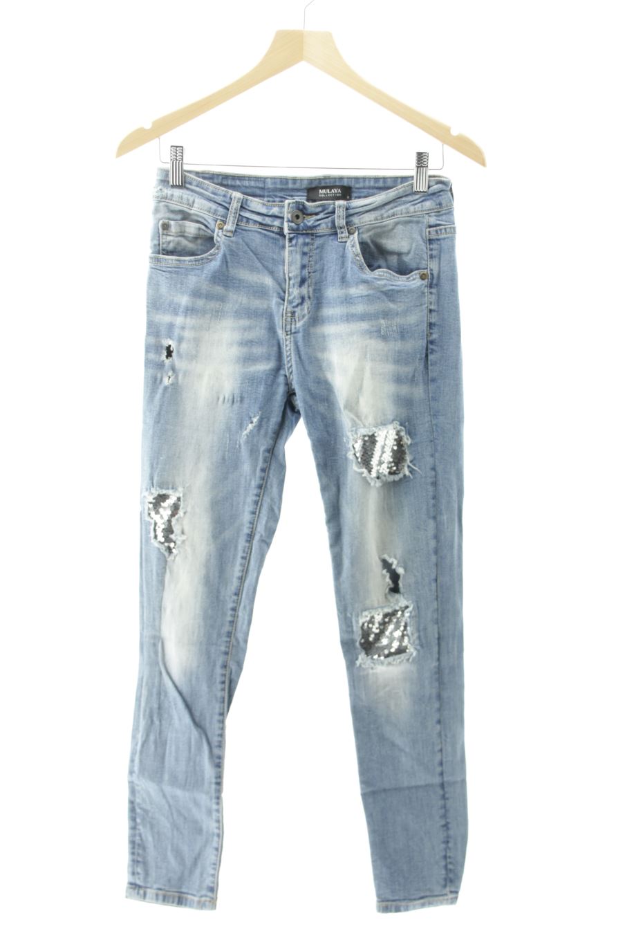 Jeans Mulaya de la taille M, de couleur bleu de denim