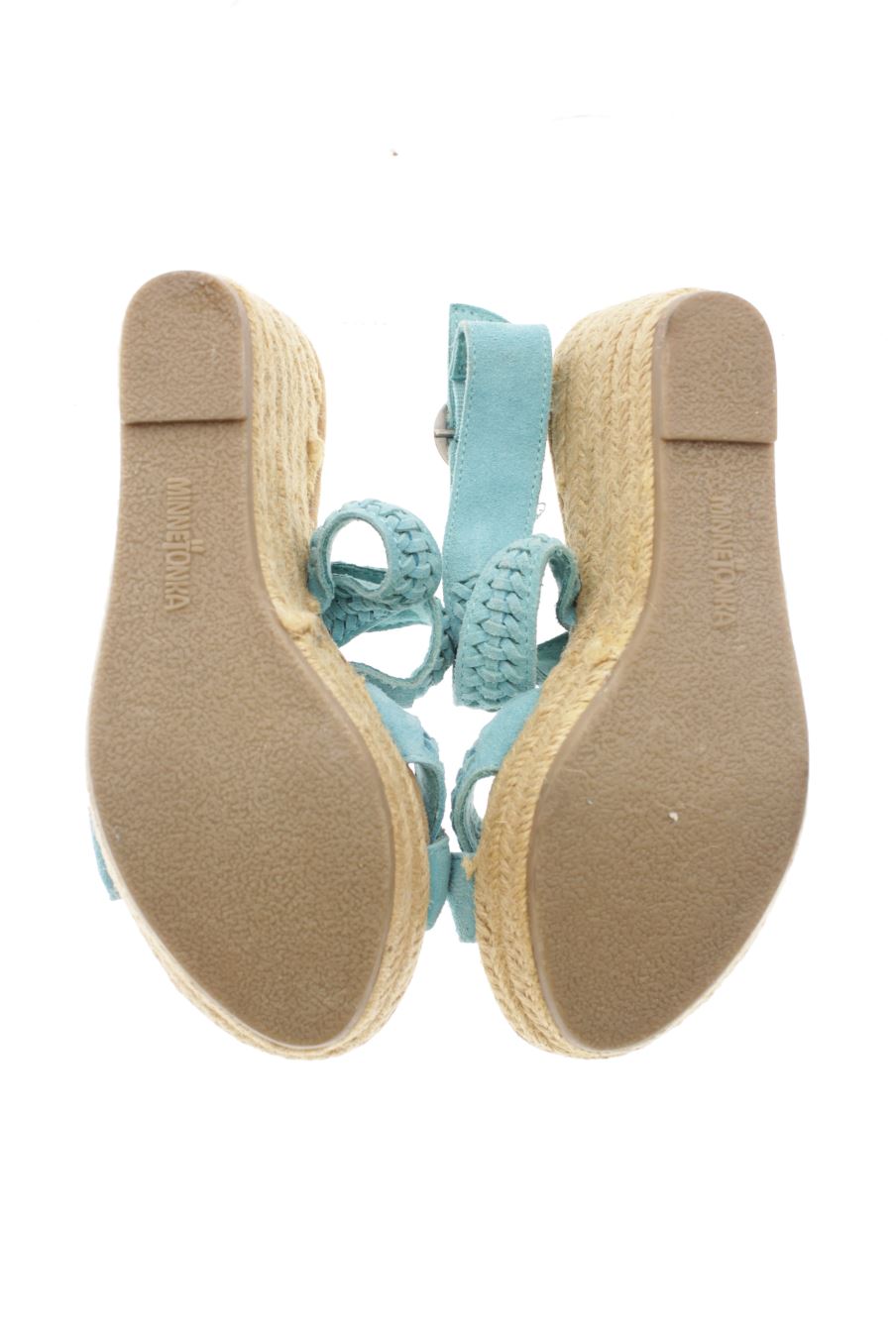 Sandalias tacon de Minnetonka de la talla 36, de color turquesa de