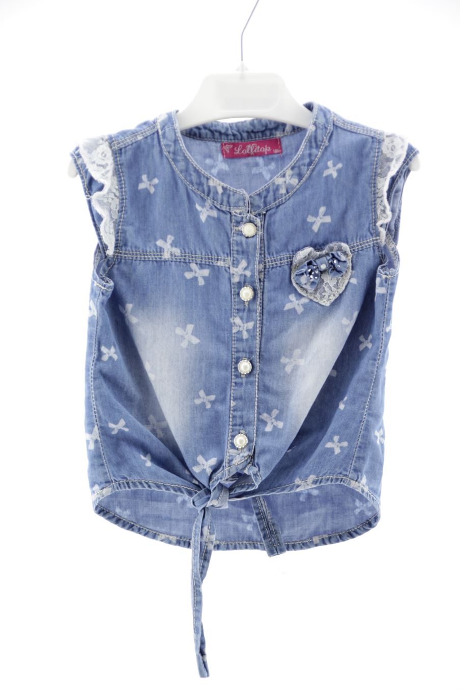 Blusa de manga corta de Lollitop de la talla 18 meses de denim de segunda mano