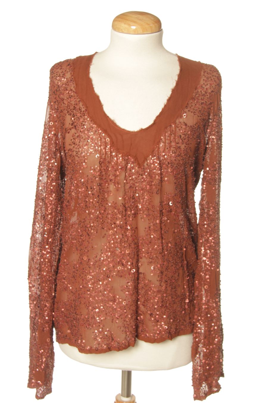 Blouse à manches longues Charlie Joe de la taille M, de couleur marron