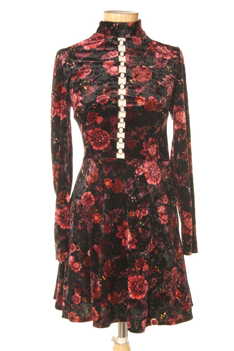 Einfaches Kleid von Topshop Größe 34, Farbe Geblümt, aus Samt für