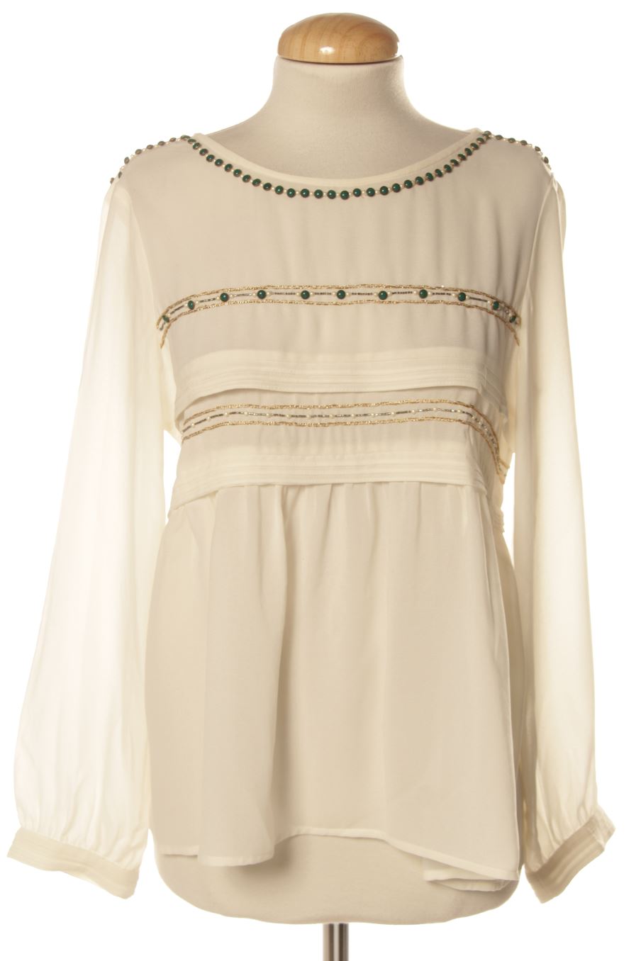 Blouse à manches longues Zara de la taille S, de couleur beige