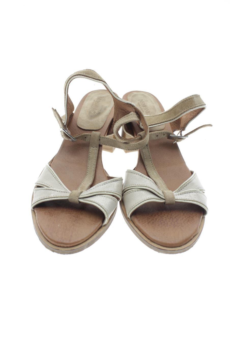 Sandalias tacon de Nemonic de la talla 39, de color beige de