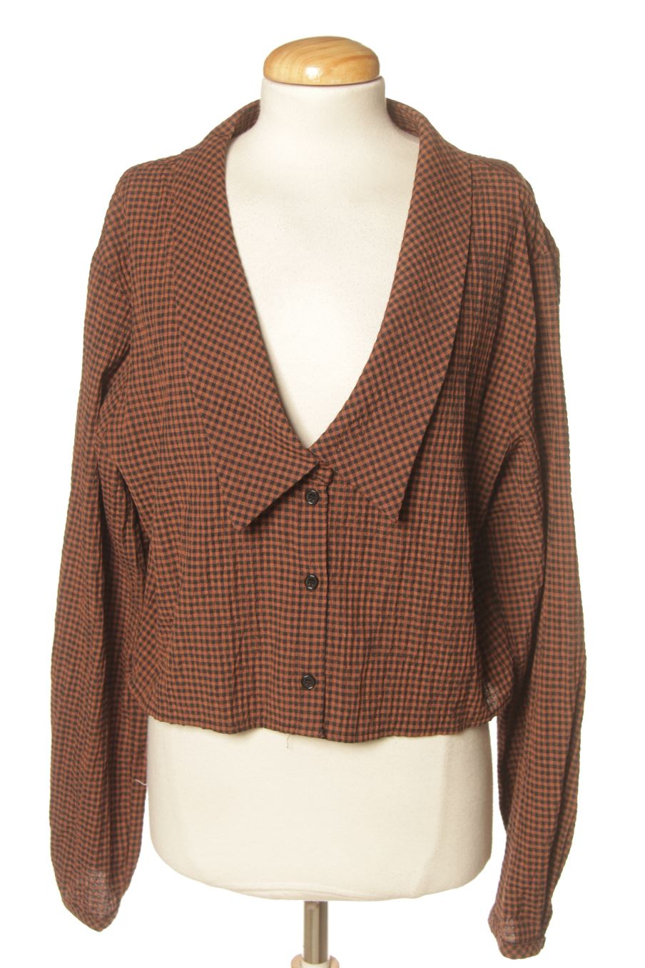 Blouse à manches longues Zara de la taille XL, de couleur carreaux
