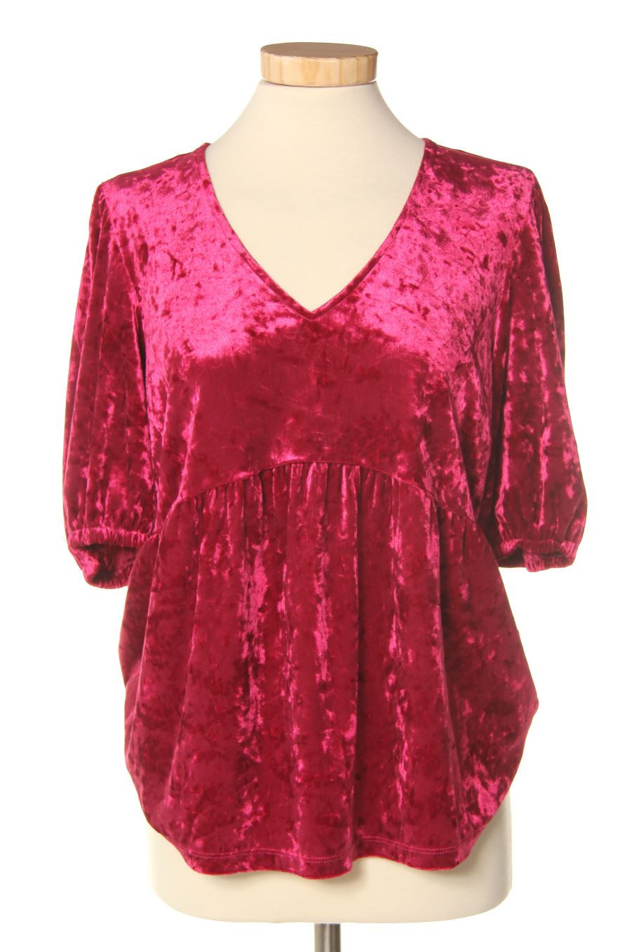 Blouse à manches courtes Dunnes de la taille S, de couleur bordeaux de velours