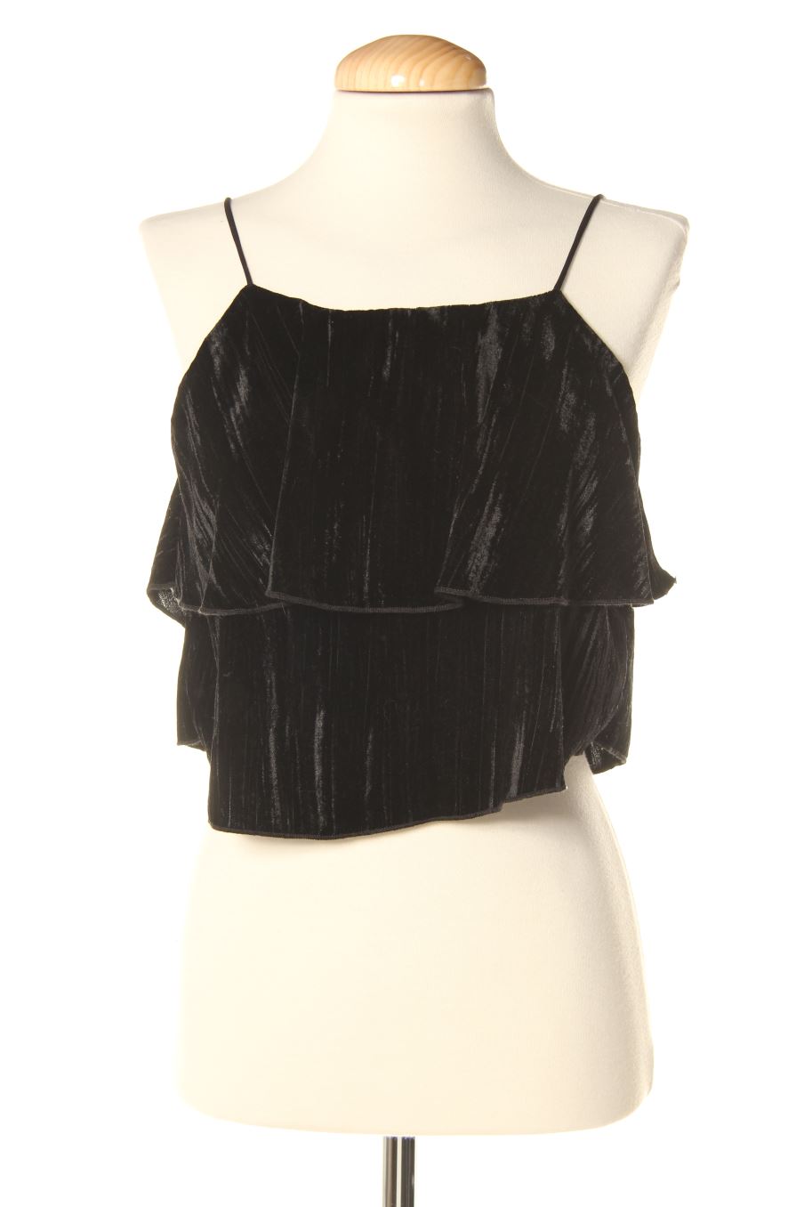 Top de Zara de la talla S, de color negro de terciopelo