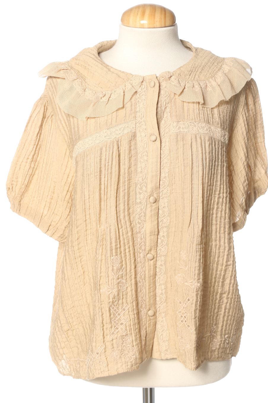 Blouse à manches courtes Zara de la taille M, de couleur marron