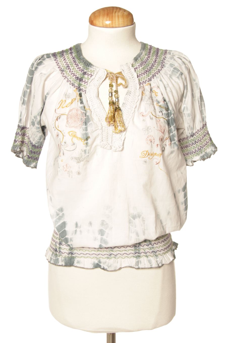 Blouse à manches courtes Desigual de la taille S, de couleur blanc